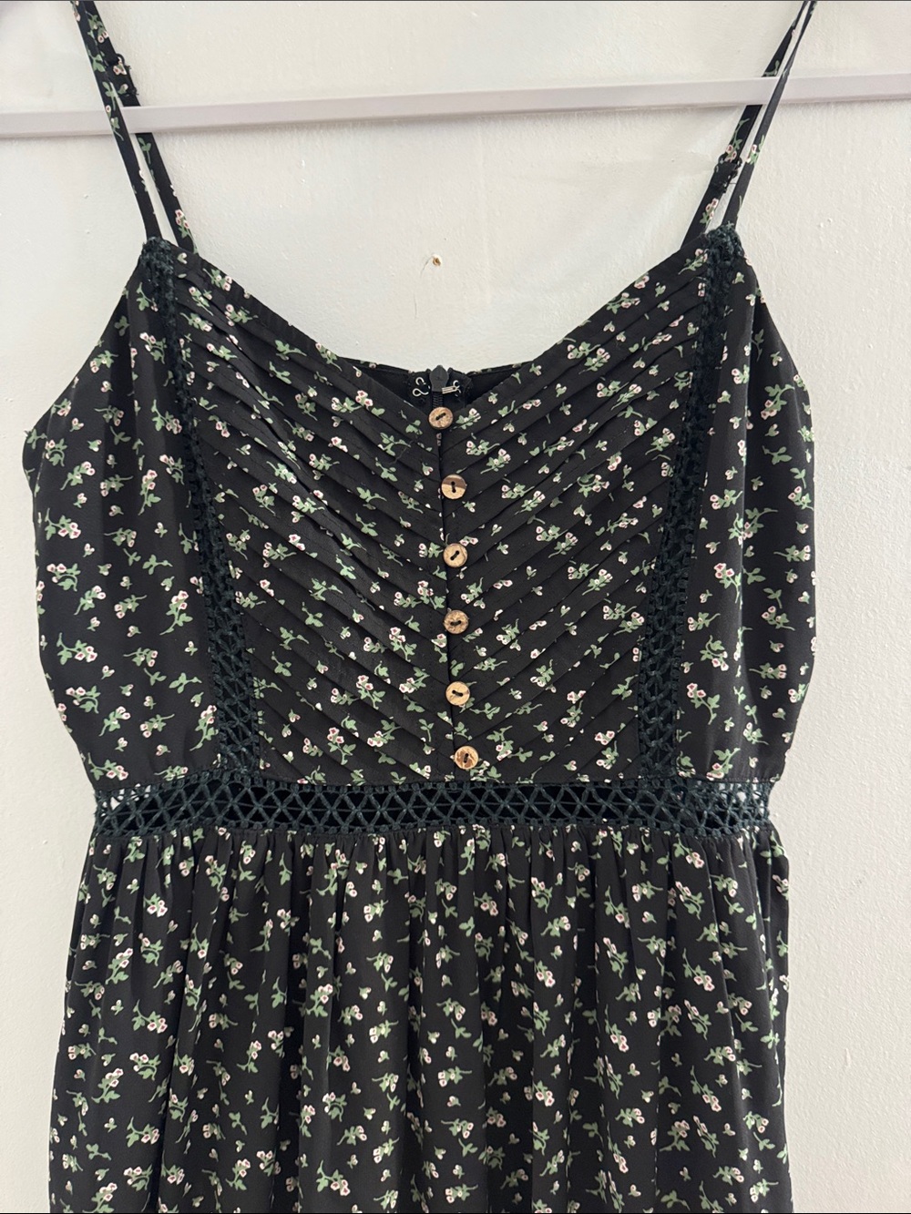 She + Sky Black Floral Midi Dress with Smocked Waist - Picture 2 of 8